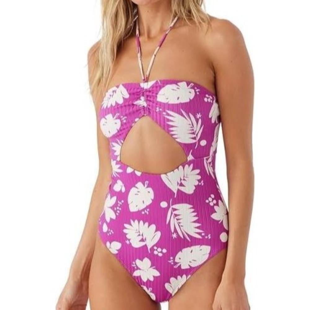 O'Neill Torrey Palm Pink Sayulita Swimsuit Cutout 1-Piece Monokini XXL FA3474031
